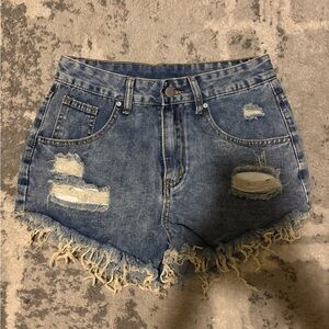 SHEIN Blue Distressed Jean Shorts